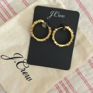 J. Crew gold/multi color hoop earrings